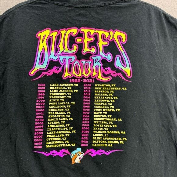 Buc-ee's The Tour Tee Black Unisex S Short Sleeve Music Retro Concert T-Shirt - Picture 3 of 7